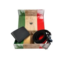 Biagiotti Men's Gift Set: Genuine Leather Wallet & Shortenable Elastic Belt 2