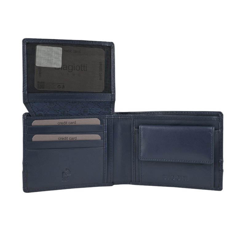 BIAGIOTTI Men's Genuine Leather Wallet with Coin Pocket, Gift Box — back view