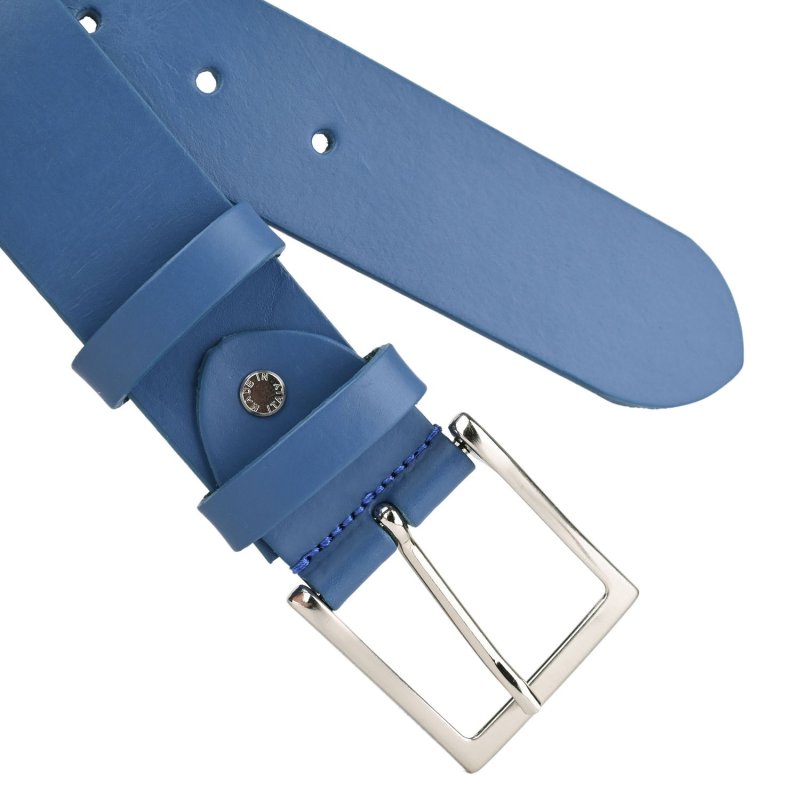 Conte Massimo Men's Belt in Genuine Vegetable-Tanned Leather, Without Stitching, Can Be Shortened, 4cm High — detail