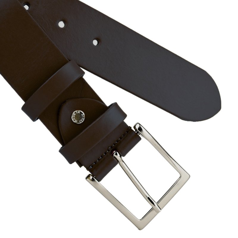 Conte Massimo Men's Belt in Genuine Vegetable-Tanned Leather, Without Stitching, Can Be Shortened, 4cm High — view 25