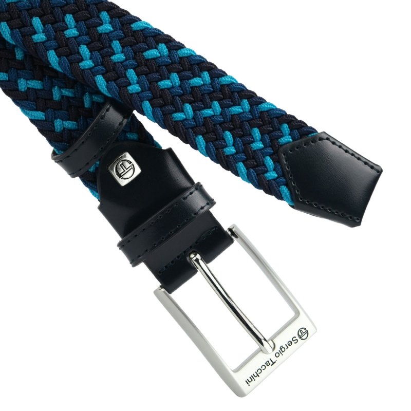 Sergio Tacchini Elastic Woven Belt, Men Women, With Genuine Leather Inserts, Gift Box — view 78