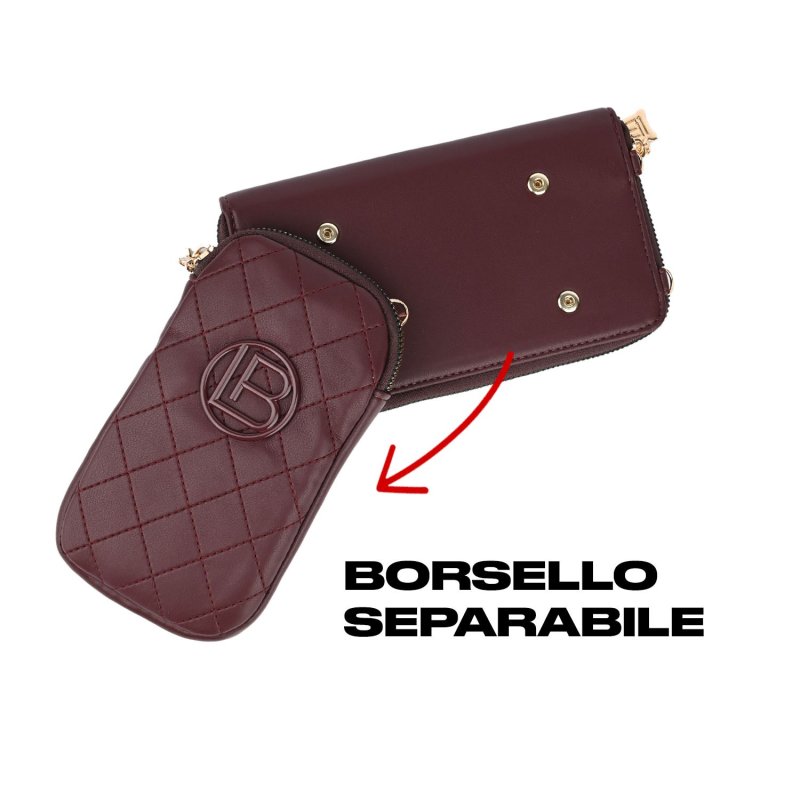 Laura Biagiotti Women's Crossbody Bag with Detachable Wallet & Phone Holder — logo detail