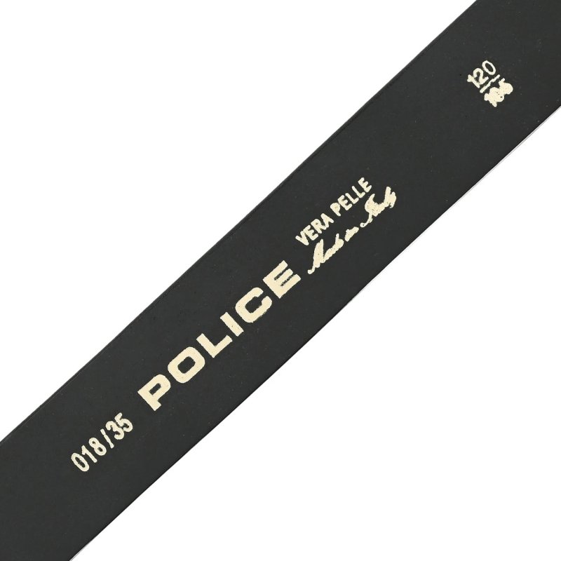 Police Men's Belt in Genuine Leather, Made in Italy, Quick-Release Buckle, Shortenable, with Box — back view