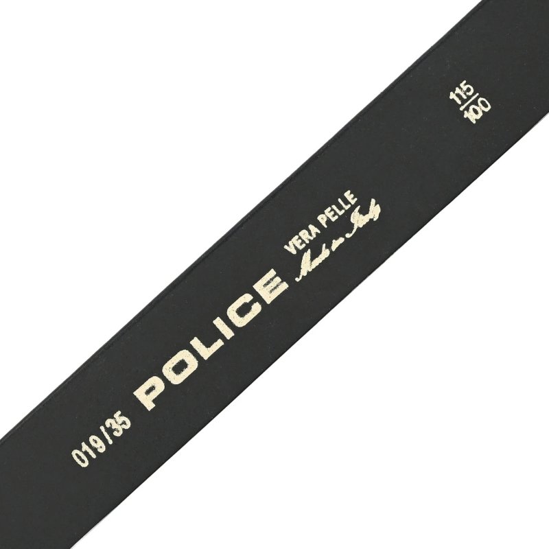 Police Ceinture Homme En Cuir Véritable, Made In Italy, Avec Boucle à Déclenchement Rapide, Raccourcissable Avec Bo… — détail