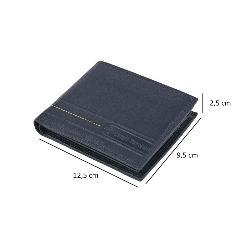 SERGIO TACCHINI Men's Genuine Leather Wallet, Slim With Coin Pocket — inside
