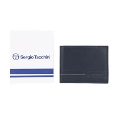 SERGIO TACCHINI Men's Genuine Leather Wallet, Slim With Removable Card Holder — logo detail