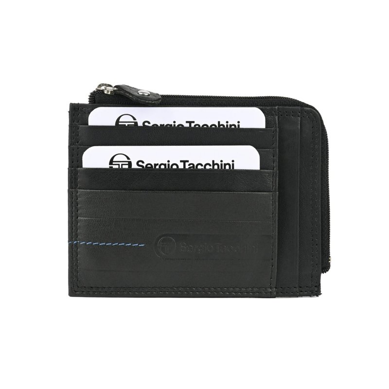SERGIO TACCHINI Men's Genuine Leather Wallet, Slim Credit Card Holder — logo detail