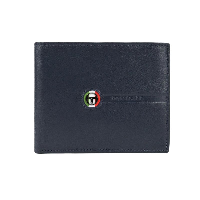 SERGIO TACCHINI Herren-Geldbörse aus echtem Leder, schlank, mit Münzfach
