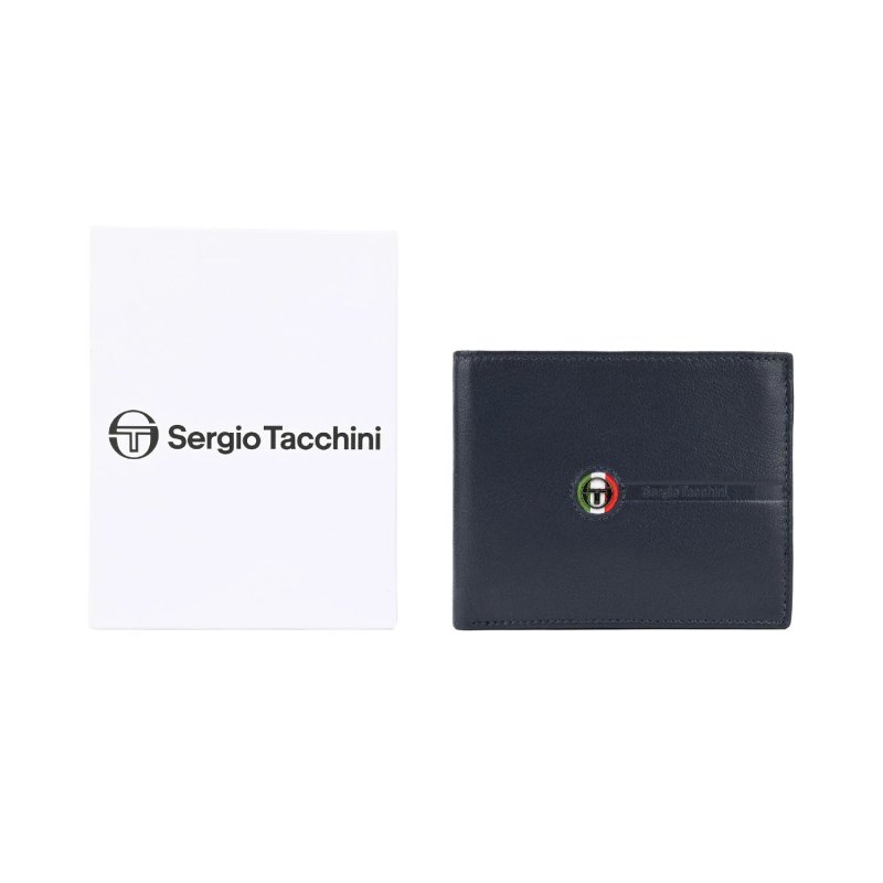 SERGIO TACCHINI Cartera de Hombre en Piel Auténtica, Fina con Monedero — detalle del logotipo