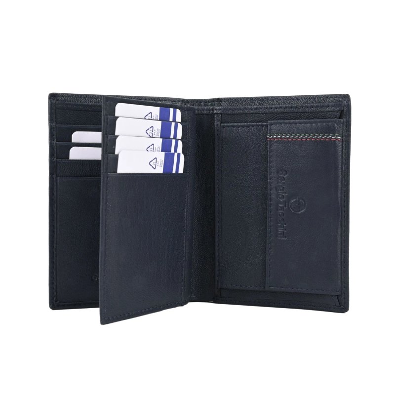 SERGIO TACCHINI Men's Vertical Genuine Leather Wallet, Slim With Coin Pocket — back view