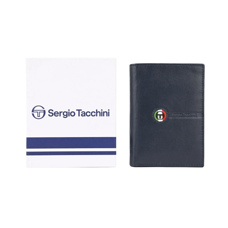 SERGIO TACCHINI Cartera de Hombre Vertical en Piel Auténtica, Fina con Monedero — detalle