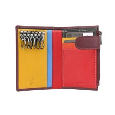 Biagiotti Étui à Clés en Cuir Véritable, pour Homme et Femme, avec Poche à Cartes, Zip pour Billets et Monnaie, Avec Boîte