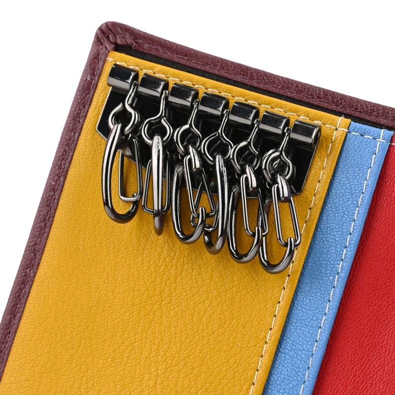 Biagiotti Genuine Leather Keyring, Men's and Women's, With Card Holder, Zip for Banknotes and Coins, With Box — inside