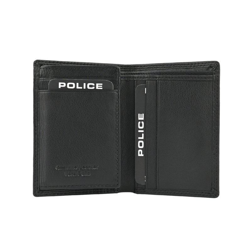 Police Men's Genuine Leather Wallet, Vertical, Small, No Coin Pocket, Gift Box
