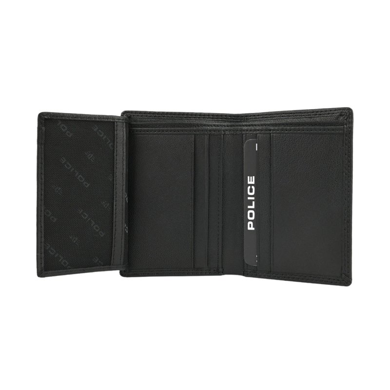 Police Men's Genuine Leather Wallet, Vertical, Small, No Coin Pocket, Gift Box — back view