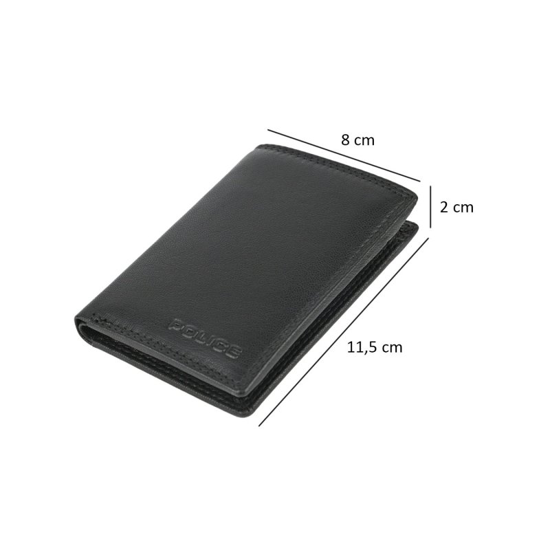 Police Men's Genuine Leather Wallet, Vertical, Small, No Coin Pocket, Gift Box — inside