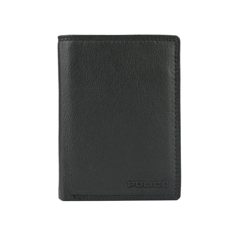 Police Men's Genuine Leather Wallet, Vertical, Large, No Coin Pocket, Gift Box — front view