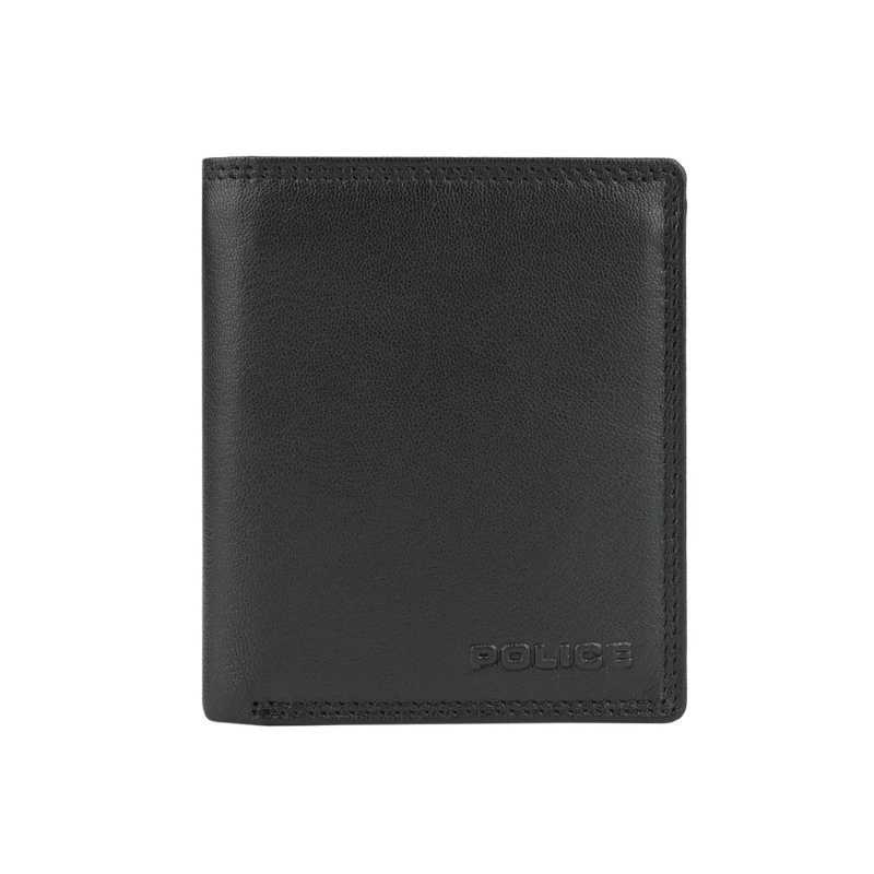 Cartera Police para Hombre de Piel Auténtica, Vertical, Pequeña con Monedero, Caja de Regalo — vista frontal