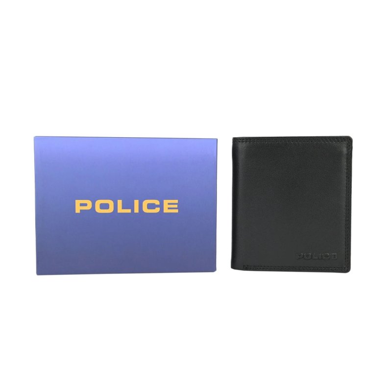 Police Men's Genuine Leather Wallet, Vertical, Small With Coin Pocket, Gift Box — inside