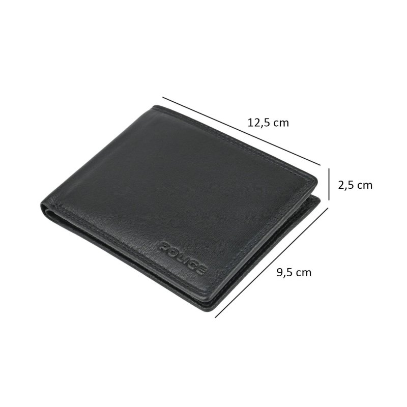 Police Men's Genuine Leather Wallet, Slim Classic with Removable Card Holder, Gift Box — inside