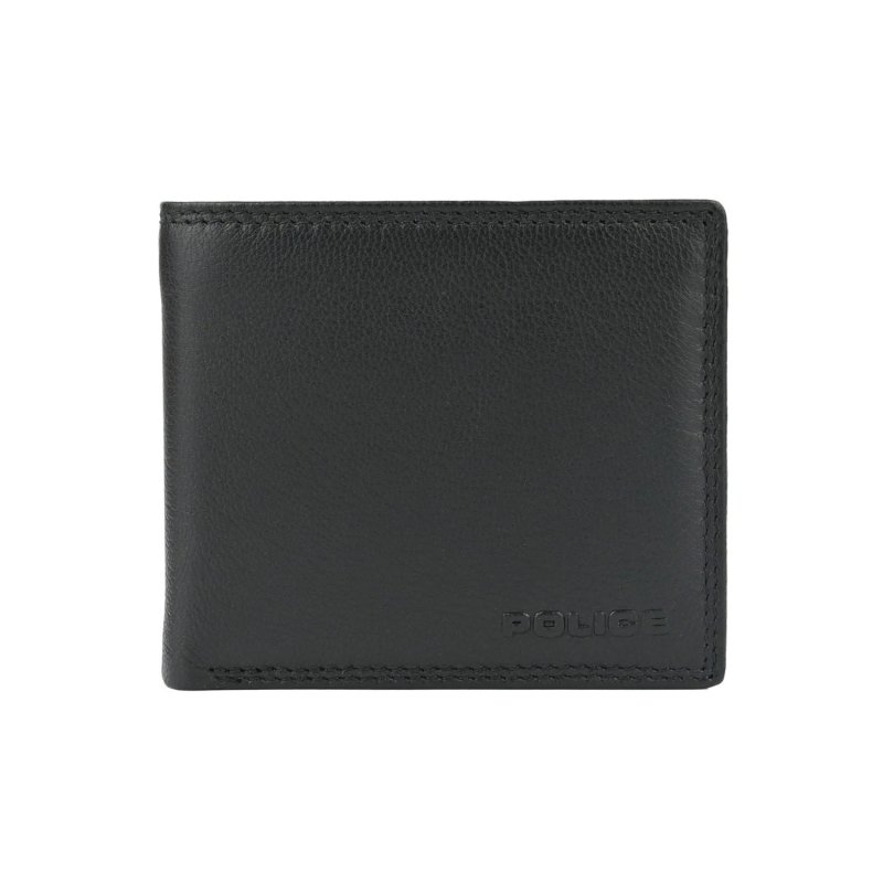 Police Men's Genuine Leather Wallet, Small Slim, No Window, with Coin Pocket, Gift Box