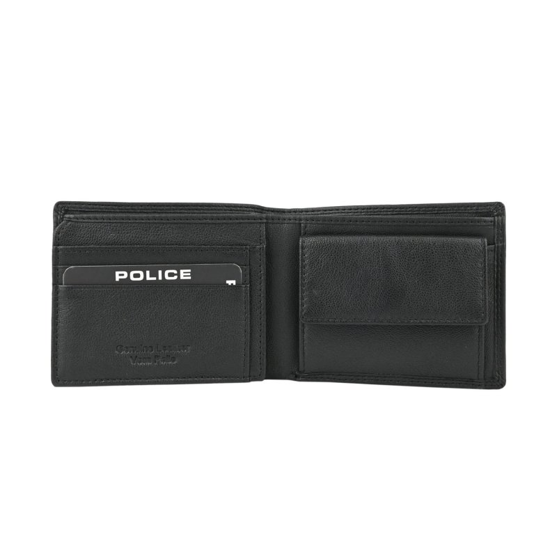 Police Men's Genuine Leather Wallet, Classic with Coin Pocket, Gift Box — front view