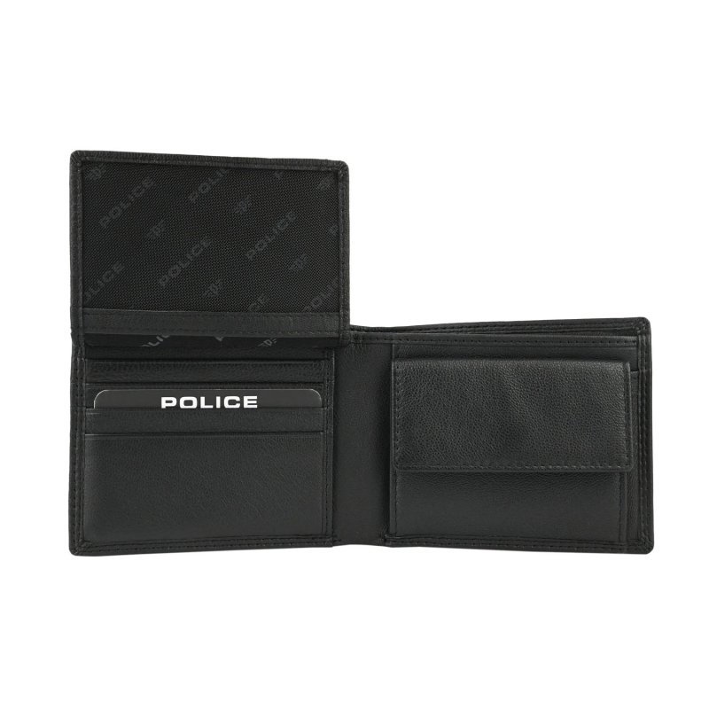 Police Men's Genuine Leather Wallet, Classic with Coin Pocket, Gift Box — back view