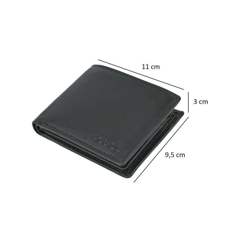 Police Men's Genuine Leather Wallet, Classic with Coin Pocket, Gift Box — inside