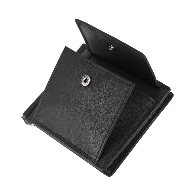 Police Men's Genuine Leather Wallet, Small Slim with Banknote Clip and Coin Pocket, Gift Box — back view