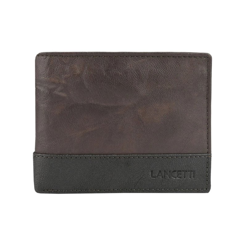Cartera Lancetti para Hombre en Piel Auténtica, con Monedero y Caja — detalle