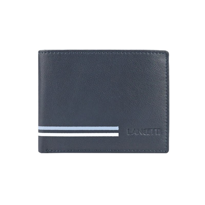 Lancetti Cartera para Hombre en Piel Auténtica, con Monedero y Caja