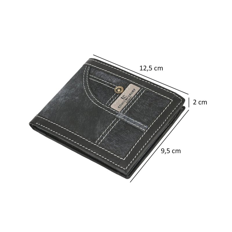EC Coveri Portefeuille Homme en Cuir Véritable, avec Poche à Monnaie et Boîte — intérieur