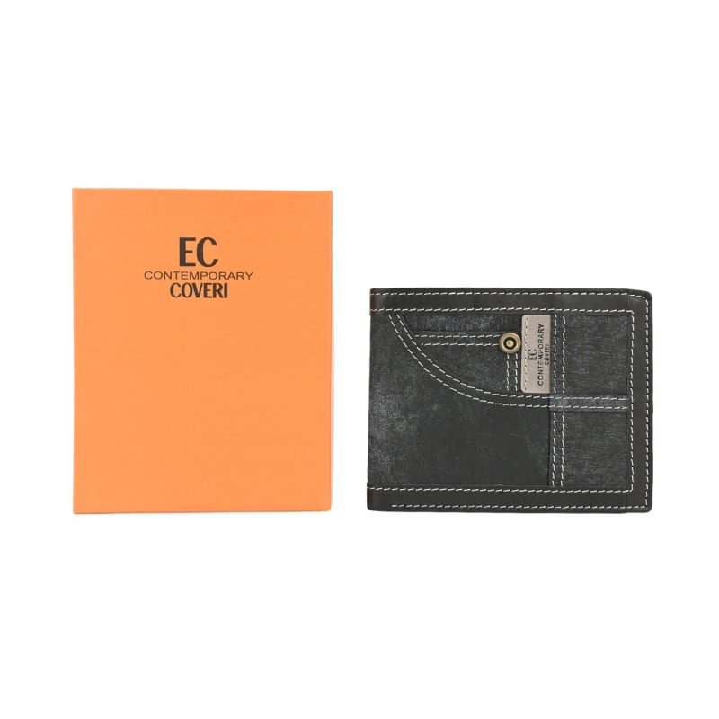 EC Coveri Herren-Brieftasche aus echtem Leder, mit Münzfach und Box — Ansicht 8
