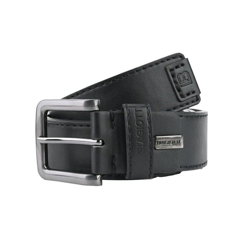 BIAGIOTTI HERREN, Herrengürtel Außenmaterial PU, Futter aus Echtleder, 4 cm Hoch, Kürzbar Mit Geschenkbox — Rückansicht