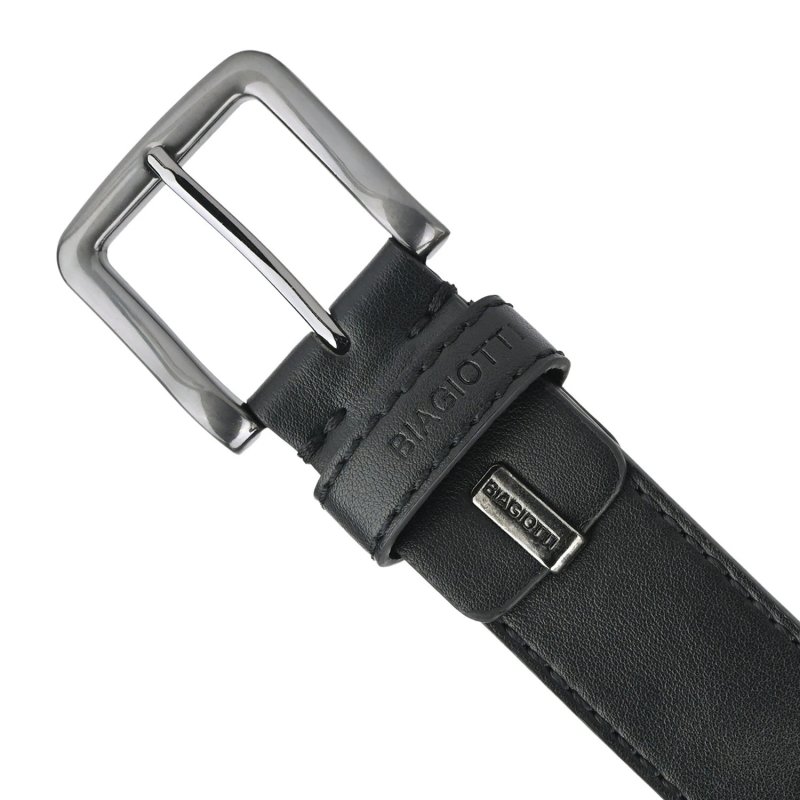 BIAGIOTTI HERREN, Herrengürtel Außenmaterial PU, Futter aus Echtleder, 4 cm Hoch, Kürzbar Mit Geschenkbox — Detail