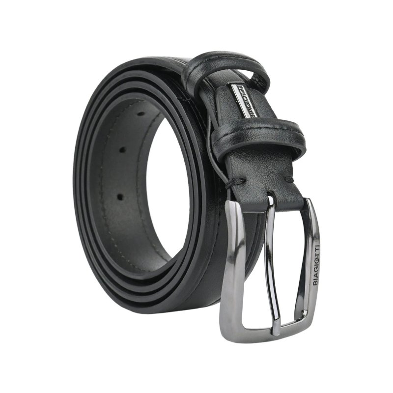 Biagiotti Men's Belt, PU Exterior with Leather Lining, 3.5 cm High, Shortenable, with Gift Box — front view