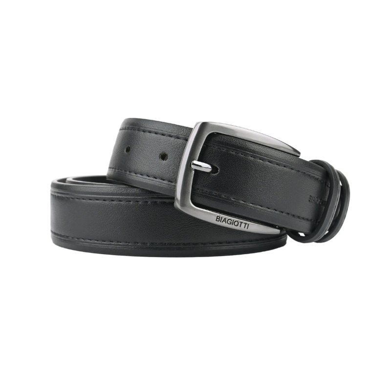BIAGIOTTI HOMBRE, Cinturón Hombre Exterior PU Forro de Piel, Alto 3,5 cm, Acortable Con Caja de Regalo — interior
