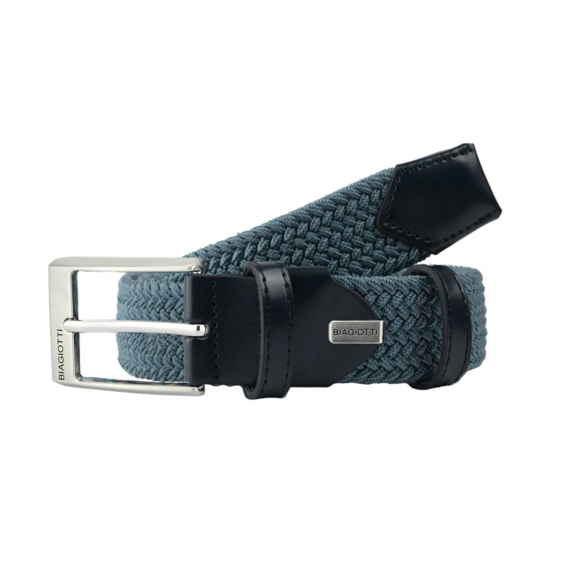 Biagiotti Elastic Woven Belt, Men and Women, With Genuine Leather Inserts and Gift Box — view 114