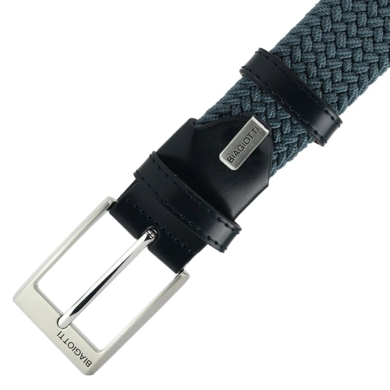 Biagiotti Elastic Woven Belt, Men and Women, With Genuine Leather Inserts and Gift Box — view 116