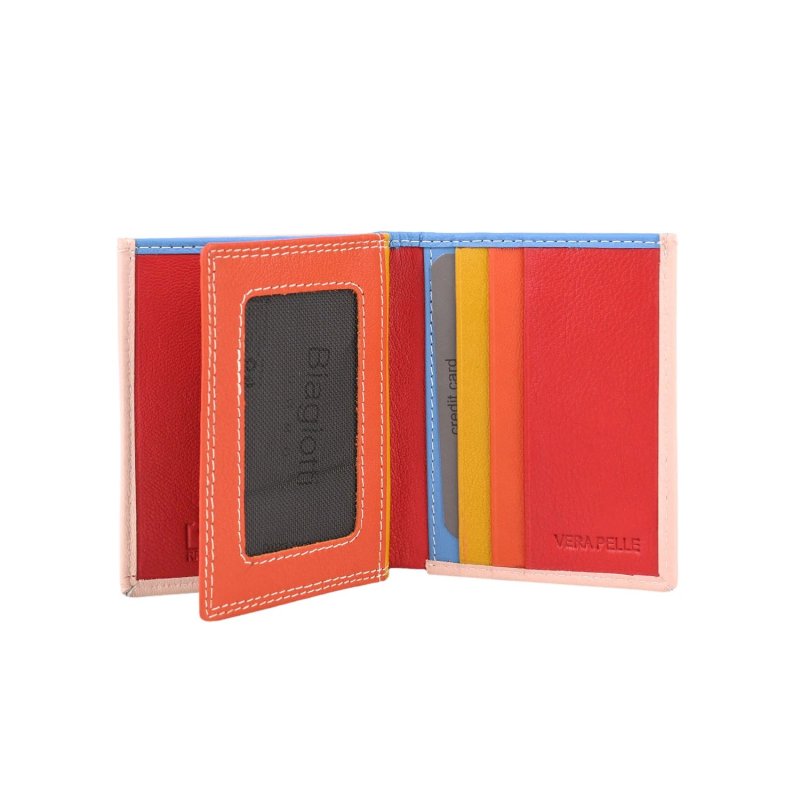 Biagiotti Unisex Genuine Leather Credit Card Holder, Multicoloured Interior, With Pocket and Box — view 18
