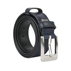 Cinturón Police para Hombre de Piel Genuina, Alto 4 cm, Hebilla Sin Níquel, Acortable, Con Costuras