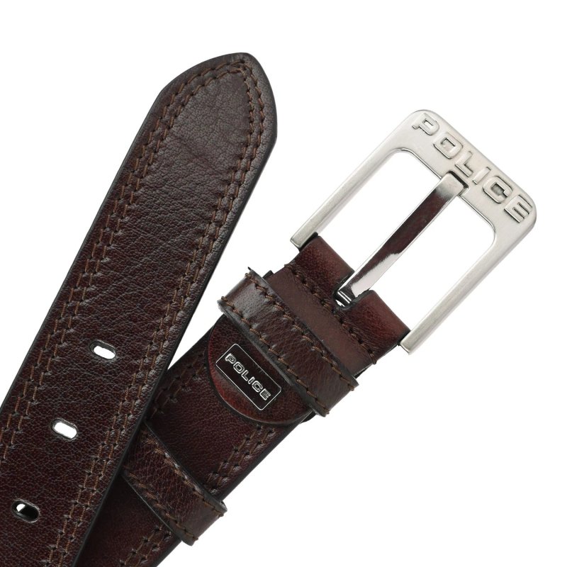 Cinturón Police para Hombre de Piel Genuina, Alto 4 cm, Hebilla Sin Níquel, Acortable, Con Costuras — vista 9