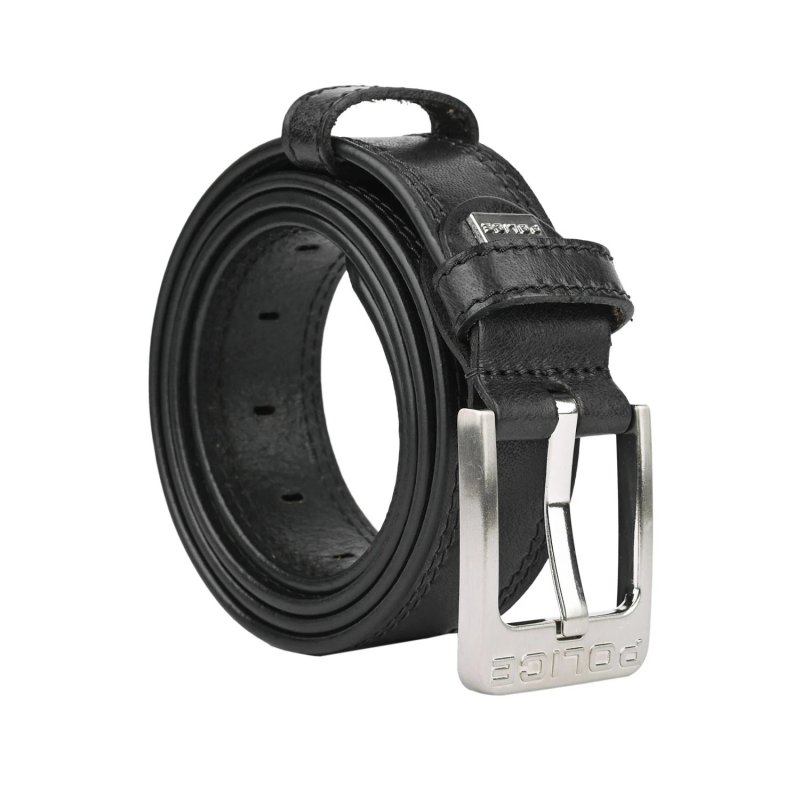 Ceinture Homme Police en Cuir Véritable, Largeur 4 cm, Boucle Sans Nickel, Raccourcissable, Avec Coutures — vue 11