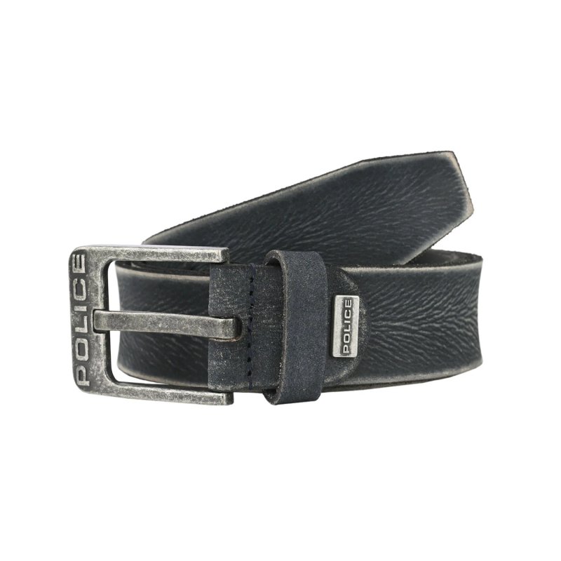 Police Men's Belt in Genuine Leather, 4 cm High, Nickel-Free Buckle, Can Be Shortened, Vintage Effect, Old Fashi… — back view