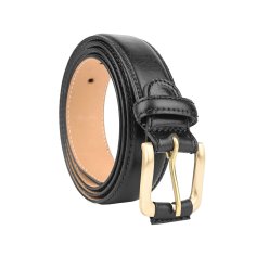 Police Ceinture Homme en Cuir Véritable, Hauteur 3,5 cm, Raccourcissable, Classique, Boucle Laiton