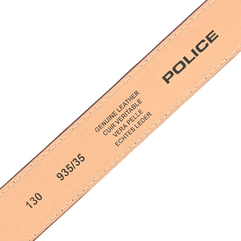 Police Cinturón Hombre en Piel Auténtica, Alto 3,5 cm, Acortable, Clásico, Hebilla Latón — interior