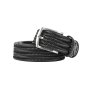 Police Men's Elastic Woven Belt in Genuine Leather, Comfortable and Can Be Shortened, 3.5 cm High — front view