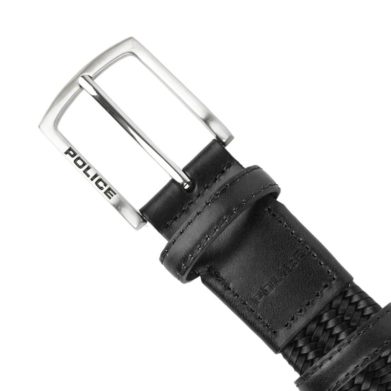 Police Ceinture Tressée Élastique en Cuir Véritable pour Homme, Confortable et Raccourcissable, Hauteur 3,5 cm — vue arrière