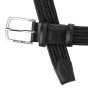 Police Cinturón Trenzado Elástico en Piel Auténtica para Hombre, Cómodo y Acortable, Alto 3,5 cm — detalle del logotipo