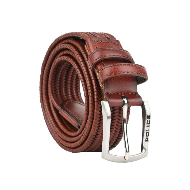 Police Men's Elastic Woven Belt in Genuine Leather, Comfortable and Can Be Shortened, 3.5 cm High — view 7